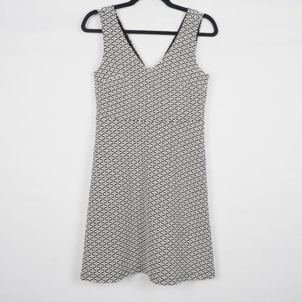 LOFT Sleeveless Dress Jaquard Black White 00